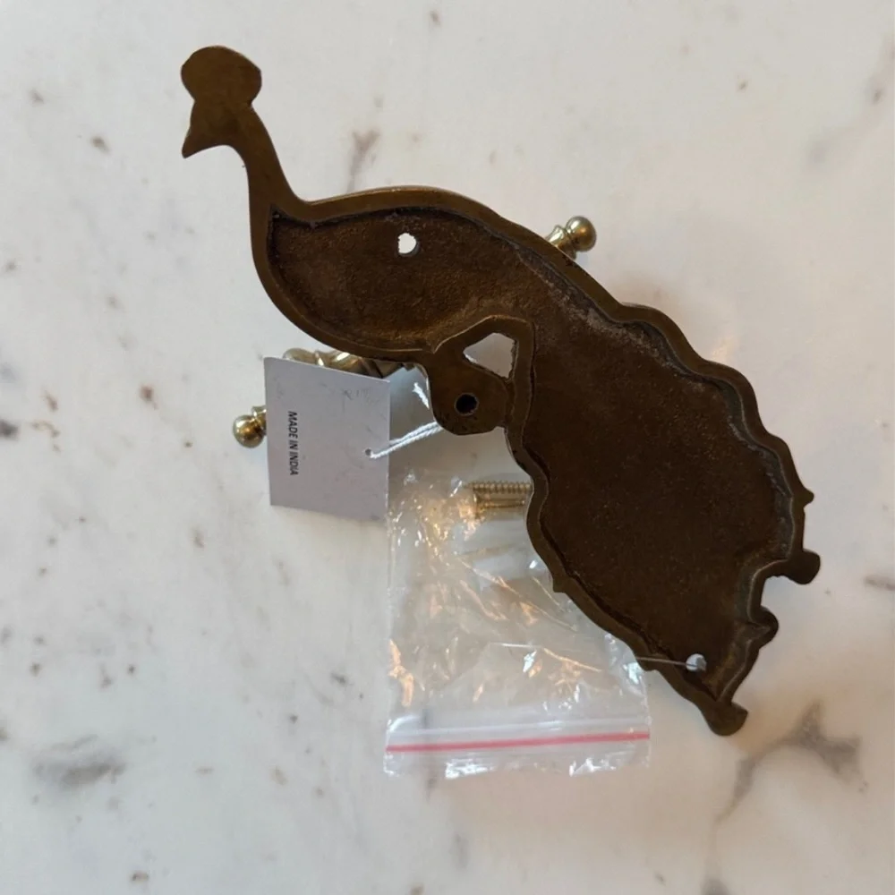 Anthropologie Brass Peacock Wall Hook
